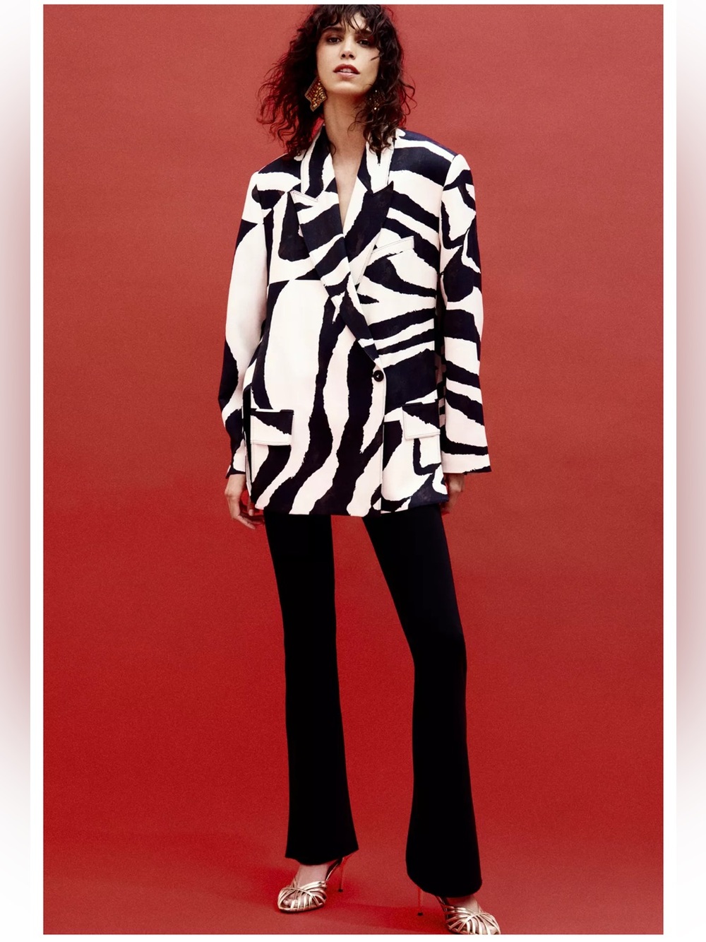 Zara Black and White Zebra-Print Blazer - Picture 4 of 9